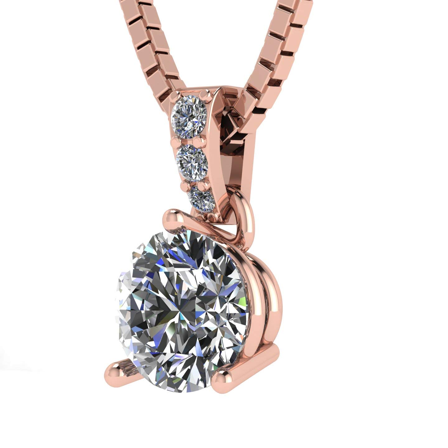 3/8ct Round Brilliant Fancy Pink Bare Diamond Solitaire Necklace