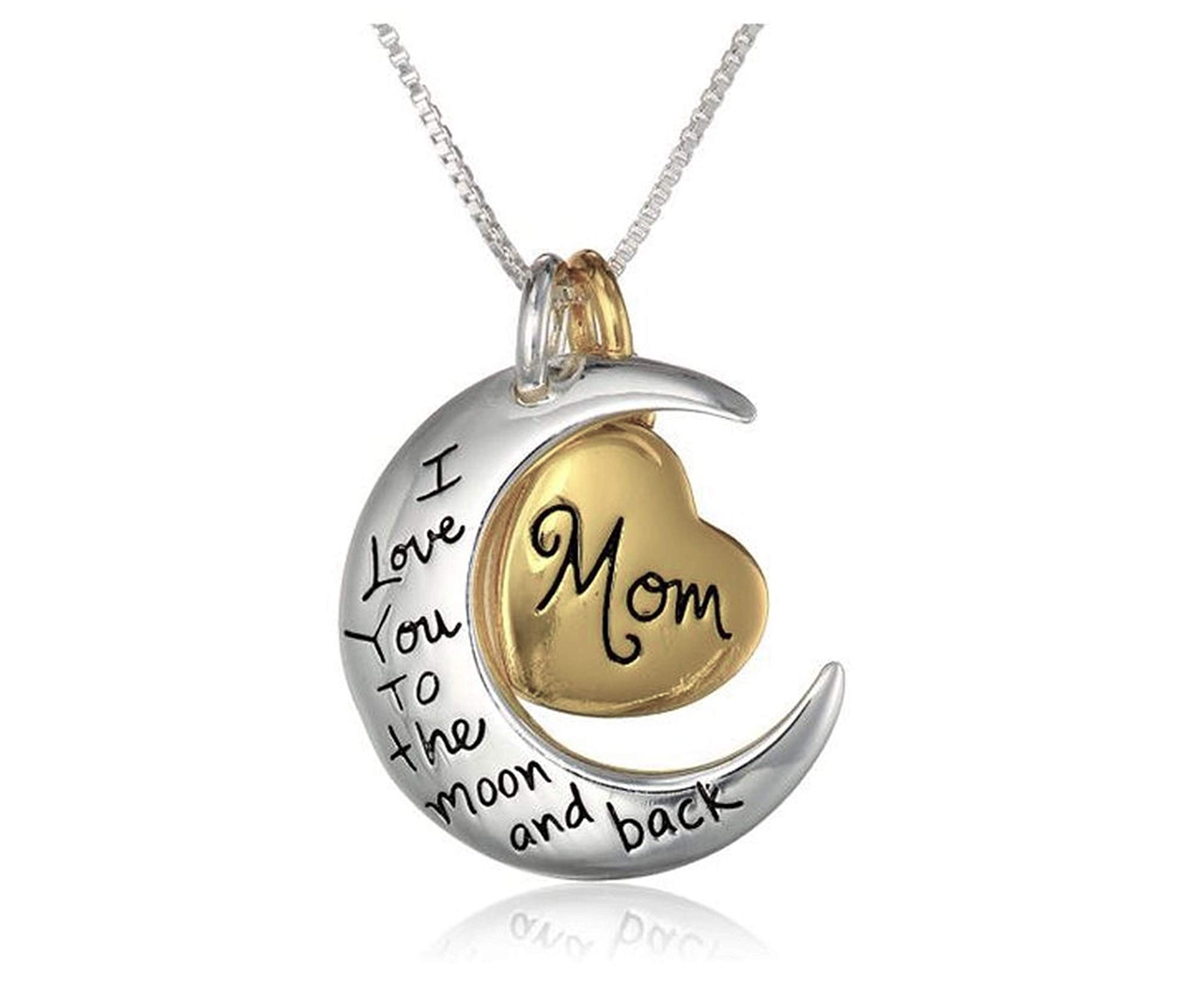 Gold Silver I Love You To The Moon & Back Necklace Pendant Charm Gift Present Wannabedazzled