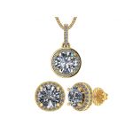 NANA Jewels Halo Earring &amp; Necklace Set, Solid Sterling Silver w/ Pure Brilliance Zirconia - Hypoallergenic