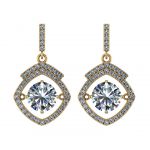 NANA Jewels Sterling Silver &amp; CZ Square Cushion shape &quot;Dancing Diamond&quot; Earrings