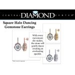 NANA Jewels Sterling Silver &amp; CZ Square Cushion shape &quot;Dancing Diamond&quot; Earrings