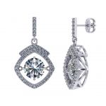 NANA Jewels Sterling Silver &amp; CZ Square Cushion shape &quot;Dancing Diamond&quot; Earrings