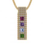 NANA  Princess Mothers Pendant Necklace with Accent CZs Pure Brilliance Zirconia in Silver, 10K or 14K Gold