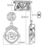 NANA Jewels Sterling Silver &amp; CZ Square Cushion shape &quot;Dancing Diamond&quot; Earrings