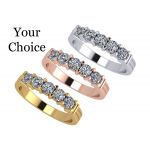 NANA Simulated Diamond Ring, Swarovski Zirconia Solid 14 Karat Gold Anniversary Ring, Simulated Diamond wedding band, Wedding Engagement Band