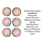 NANA Jewels Simulated Morganite Pure Brilliance Zirconia Round Halo Earrings Sterling Silver with 14k post