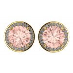 NANA Jewels Simulated Morganite Pure Brilliance Zirconia Round Halo Earrings Sterling Silver with 14k post