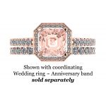 NANA Jewels 2ct Pure Brilliance Zirconia Asscher Cut Simulated Morganite  Halo Engagement Ring Sterling