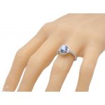 NANA Jewels Round Simulated Aquamarine 2ct Halo Engagement Ring made w/Pure Brilliance Zirconia &amp; Sterling Silver