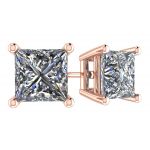 NANA Jewels Sterling Silver Princess Cut Pure Brilliance Zirconia Stud Earrings with a Surgical Stainless Steel Post (1.50cttw-4.0cttw)