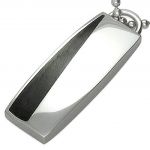 Central Diamond Center Stainless Steel &amp; Coconut Pendant w/ Chain Necklace Modern Metal Jewelry NEW
