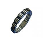 Central Diamond Center Mens Stainless Steel &amp; Rubber Bracelet Gentlemans Modern Metal Jewelry