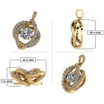 Sterling Silver Swirl Dancing Stone Necklace Pendant w/Pure Brilliance Zirconia