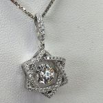 Star of David Dancing Stone Necklace in Sterling Silver made w/Swarovski Zirconia