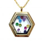 Central Diamond Center Nana Stainless Steel Mother&#039;s Locket Pendant (Jan-Dec) Yellow/White/Rose Plated with a Chain