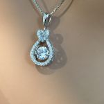 Heart &amp; Pear Dancing Stone Necklace Pendant in Sterling Silver made with Pure Brilliance Zirconia