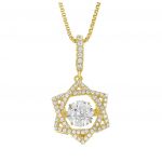 Star of David Dancing Stone Necklace in Sterling Silver made w/Pure Brilliance Zirconia