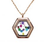 Central Diamond Center Nana Stainless Steel Mother&#039;s Locket Pendant (Jan-Dec) Yellow/White/Rose Plated with a Chain