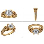 NANA Jewels Asscher Cut Engagement Ring, Swarovski Cubic Zirconia in Sterling Silver, Solid 10k or 14k Gold