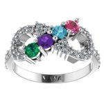 NANA Jewels Infinity Mother&#039;s Ring with 1 to 6 Birthstones in Sterling Silver, 10k or 14k White, Yellow or Rose Gold