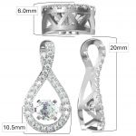 Twisted Pear Dancing Stone Necklace Pendant in Sterling Silver made with Pure Brilliance Zirconia
