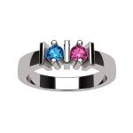 NANA Jewels Straight Bar Mother&#039;s Ring with 1 to 6 Birthstones in Sterling Silver, 10k or 14k White, Yellow or Rose Gold