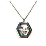 Central Diamond Center Nana Stainless Steel Mother&#039;s Locket Pendant (Jan-Dec) Yellow/White/Rose Plated with a Chain