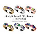 NANA Jewels Straight Bar with side CZs Mother&#039;s Ring with 1 to 6 Birthstones in Sterling Silver, 10k or 14k White, Yellow or Rose Gold