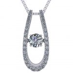 &quot;U&quot; Shape Dancing Stone Necklace Pendant in Sterling Silver made with Pure Brilliance Zirconia