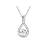 Twisted Pear Dancing Stone Necklace Pendant in Sterling Silver made with Pure Brilliance Zirconia