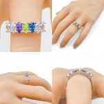 NANA Jewels Marquise Cut Lucita Style 1 to 7 Birthstones - Mother&#039;s Birthstone Ring in Sterling Silver, 10k or 14k Gold