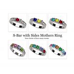 NANA Jewels S-Bar with side CZs Mother&#039;s Ring with 1 to 6 Birthstones in Sterling Silver, 10k or 14k White, Yellow or Rose Gold