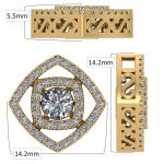Double Square Dancing Stone Necklace Pendant in Sterling Silver made with Pure Brilliance Zirconia