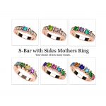 NANA Jewels S-Bar with side CZs Mother&#039;s Ring with 1 to 6 Birthstones in Sterling Silver, 10k or 14k White, Yellow or Rose Gold