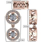 Round Double Halo Dancing Stone Necklace w/Pure Brilliance Zirconia in Gold Plated Sterling Silver