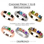 NANA Jewels Straight Bar Mother&#039;s Ring with 1 to 6 Birthstones in Sterling Silver, 10k or 14k White, Yellow or Rose Gold