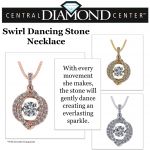 Sterling Silver Swirl Dancing Stone Necklace Pendant w/Pure Brilliance Zirconia