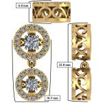 Round Double Halo Dancing Stone Necklace w/Pure Brilliance Zirconia in Gold Plated Sterling Silver