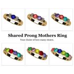 NANA Jewels Shared Prong Mother&#039;s Ring with 1 to 6 Birthstones in Sterling Silver, 10k or 14k White, Yellow or Rose Gold