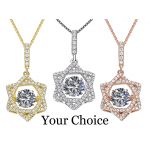 Star of David Dancing Stone Necklace in Sterling Silver made w/Pure Brilliance Zirconia