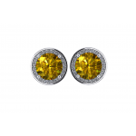 NANA 925 Sterling Silver &amp; 14K Gold Halo Birthstone Earrings w/ Swarovski Zirconia-White, Yellow, or Rose