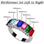 NANA Jewels Emerald Cut Lucita Style 1 to 7 Birthstones - Mother&#039;s Birthstone Ring in Sterling Silver, 10k or 14k Gold
