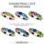 NANA Jewels Shared Prong Mother&#039;s Ring with 1 to 6 Birthstones in Sterling Silver, 10k or 14k White, Yellow or Rose Gold