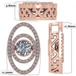 Double Oval Dancing Stone Necklace Pendant in Sterling Silver made w/Pure Brilliance Zirconia