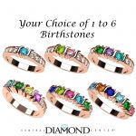 NANA Jewels S-Bar with side CZs Mother&#039;s Ring with 1 to 6 Birthstones in Sterling Silver, 10k or 14k White, Yellow or Rose Gold