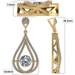 Central Diamond Center Chandelier Dancing Stone Necklace made w/Pure Brilliance Zirconia in Sterling Silver