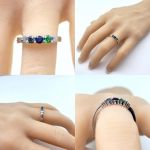 NANA Jewels Shared Prong Mother&#039;s Ring with 1 to 6 Birthstones in Sterling Silver, 10k or 14k White, Yellow or Rose Gold