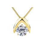 NANA Omega Dancing Stone Necklace Sterling Silver &amp; Pure Brilliance CZ with 0.8mm 22&quot; Adj Box Chain