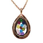 Central Diamond Center Nana Stainless Steel Mother&#039;s Locket Pendant (Jan-Dec) Yellow/White/Rose Plated with a Chain