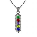 NANA Jewels Halo Tower Mother&#039;s Necklace w/ 3 to 6 Simulated Birthstones in Silver, 10K, or 14K Gold